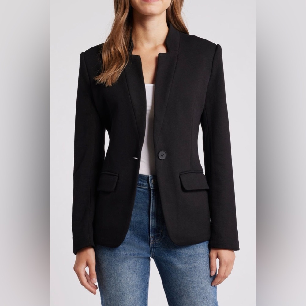 Gibsonlook Notch Collar Knit Black Women's Blazer